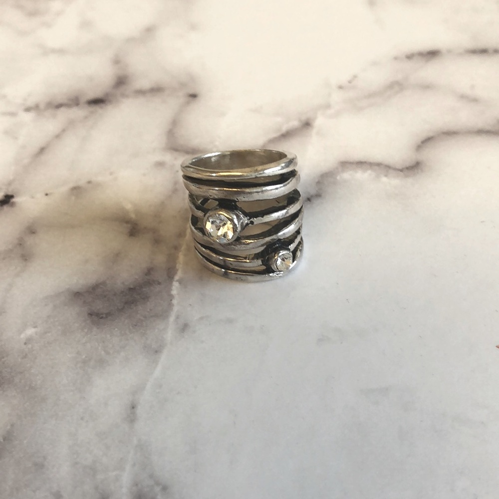 Silver band Ring with CZ.
